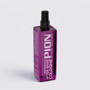 Purple bottle of Pion after shave cologne on a light gray background