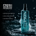 PION after shave cologne bottle with water droplets and text on a dark background